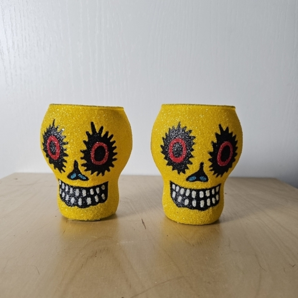 Department 56 Yellow Skull Candle Holders